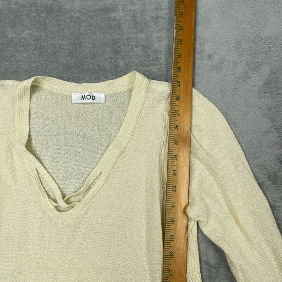 Mod Womens Long Sleeve Knit Sweater Tunic Beige Size L Lightweight a0956 - Picture 3 of 9